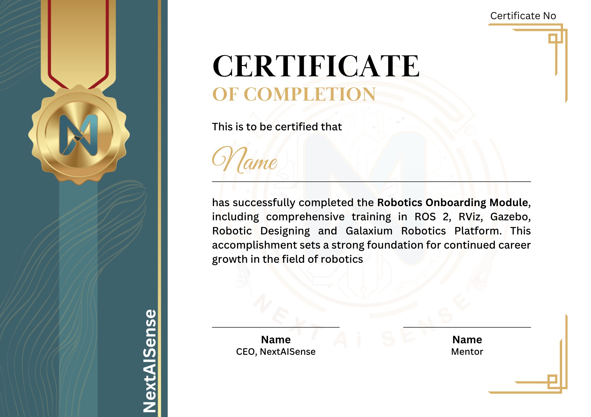Robotics Onboarding Module Certificate